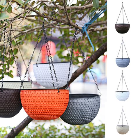 Buy SPRING PARK Self-Watering Hanging Planter Basket, Self Watering Round Resin Hydroponic Garden Flower Pot Set for Plants, for Home Garden, Porch or Balcony at Walmart.com Plants For Home Garden, Hanging Basket Garden, Plastic Hanging Planters, Hanging Flower Basket, Plastic Hanging Baskets, Flower Pot Hanger, Retro Apartment, Hydroponic Garden, Plants For Home