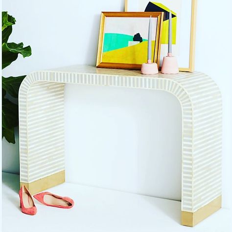 Kate Bendewald Interior Design on Instagram: “😍” Inlay Console Table, Bone Inlay Console, Bone Inlay Furniture, Inlay Furniture, Free Stuff By Mail, Dark Olive Green, Bone Inlay, Design Inspo, Reclaimed Wood