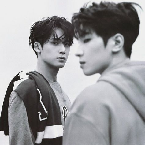 seventeen wonwoo & mingyu for esquire icon Seventeen Wonwoo, Seventeen, Black And White, White, Black