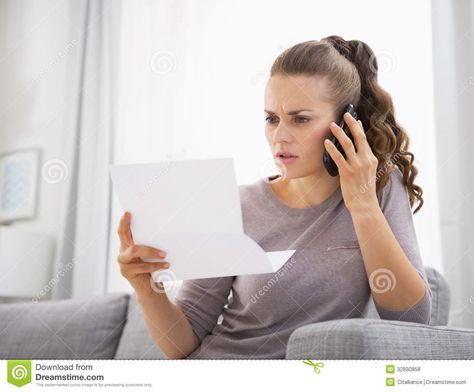 Concerned young woman holding letter and talking mobile phone. High-resolution p #Sponsored , #Advertisement, #SPONSORED, #woman, #Concerned, #letter, #holding Soup Crocks, Poses Reference, Phone Icon, Ex Boyfriend, High Resolution Photos, Art References, 3 Things, Friends And Family, Young Woman