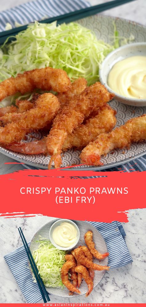 Prawn Recipes Asian, Japanese Prawn Recipe, Panko Prawns Recipe, Fried Prawns Crispy, Deep Fried Prawns, Panko Prawns, Korean Prawn Pancake, Ebi Fry, Asian Flair Shrimp Fritters