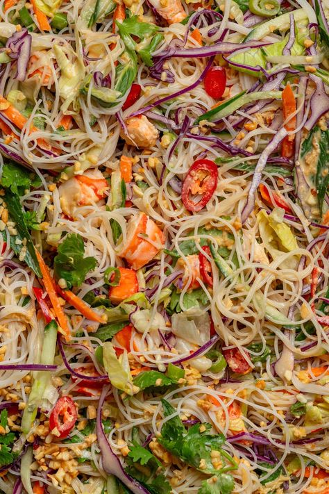 Spring Roll Salad with Peanut Dressing, gluten-free| Create Cook Share | Australia Spring Roll Salad, Salad With Peanut Dressing, Cucumber Noodles, Peanut Salad, Thai Salads, Peanut Dressing, Spring Roll, Watermelon Salad, Noodle Salad