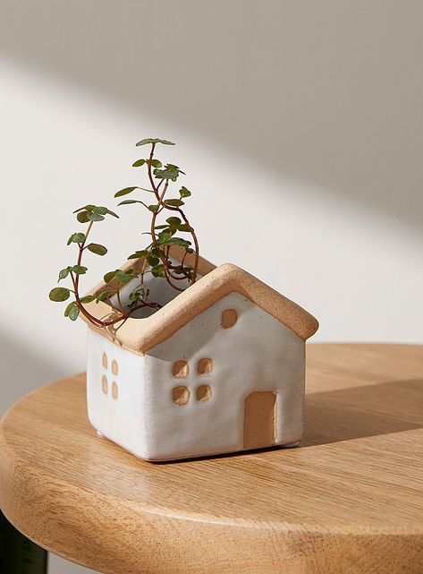 Little house planter 2.5 in | Simons Maison | Decorative Pots & Planters | Decor | Simons Garden Accessories Decor, Face Pots, Gardening Accessories, Pottery Plant Pot, Planters Garden, House Planter, Pottery Pots, Pottery Houses, Clay Planters