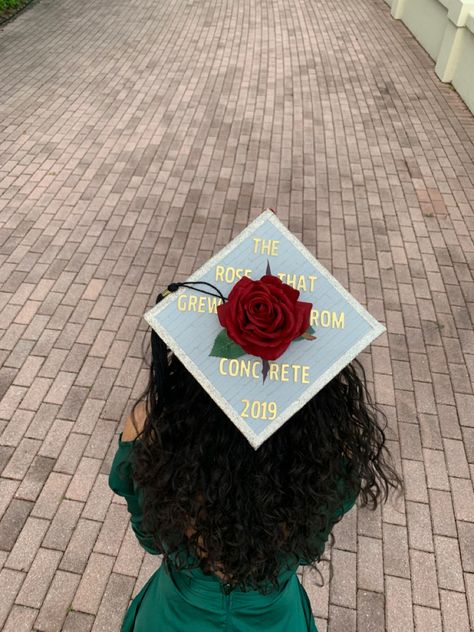 Rose That Grew From Concrete Grad Cap, Red Cap Ideas For Graduation, Graduation Red Cap Designs, Chinese Graduation Cap, Graduation Cap Designs Red And Black, The Rose That Grew From Concrete, Red Graduation Cap Ideas, Red Graduation Gown And Cap, Chicana Graduation Cap