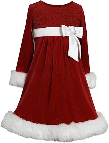 Bonnie Jean Size Bow Velvet Dress 5 Santa Girl Costume, Velvet Dress Ideas, Easter Dresses For Girls, Dresses Appropriate, Girls Christmas Dress, Designer Evening Bags, Preschool Girl, Santa Dress, Kohls Dresses