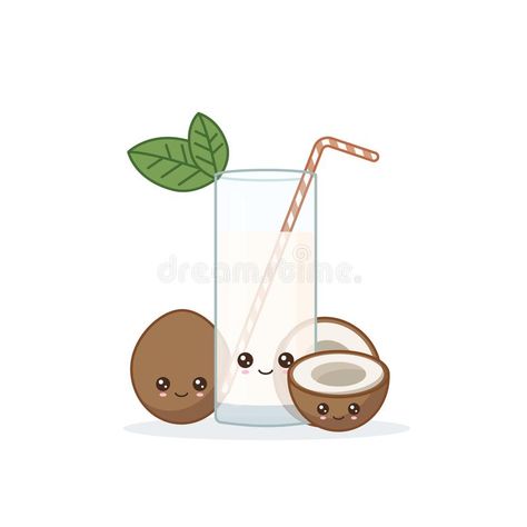 Straw Illustration, Coconut Cartoon, Cute Coconut, Deco Surf, Ice Cream Cartoon, Coconut Juice, Smile Logo, Bento Cakes, National Days