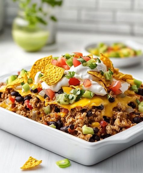 Easy Taco Casserole with Fritos Recipe - Fritos Casserole, Frito Lay Casserole, Frito Pie Casserole Ground Beef, Frito Taco Casserole, Taco Casserole With Fritos, Casserole With Fritos, Taco Bake With Fritos Corn Chips, Fritos Recipe, Frito Casserole Beef Taco Bake