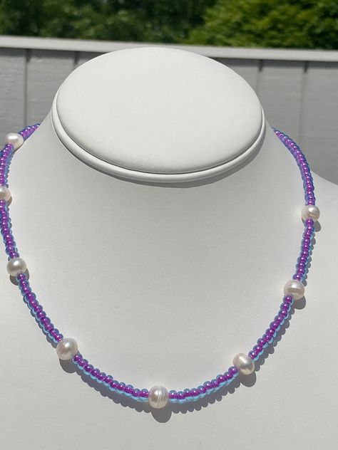 Excited to share the latest addition to my #etsy shop: Purple Seed Bead with Freshwater Pearls / Blue and Purple Seed Beads / Pearl Choker https://etsy.me/3CmqCBQ #unisexadults #seedbeadchoker #purplechoker #bluechoker #smalldaintypearls #smallpearlnecklace #funnecklac Purple Beads Necklace, Yellow Flower Necklace, Small Pearl Necklace, Purple Beaded Necklace, Blue Rice, Purple Choker, Collar Rosa, Girly Bracelets, Food Necklace