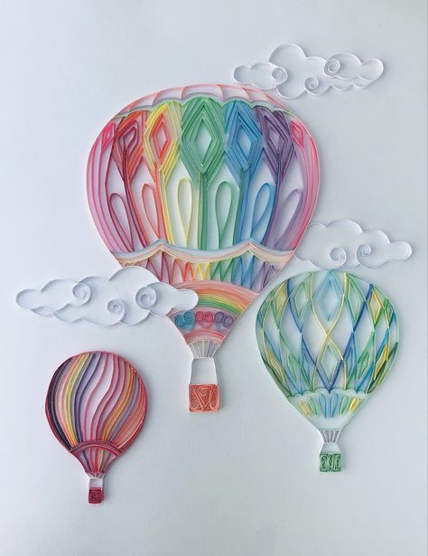 Diy Wall Hanging Crafts, Quilling Design, Hot Air Balloon Craft, Balloon Tattoo, Quilling Projects, Paper Quilling For Beginners, Paper Cutout Art, Paper Quilling Patterns, Bow Wallpaper