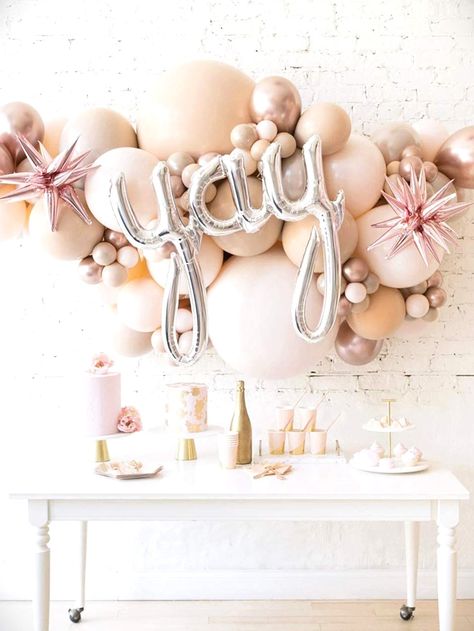 Decorative Balloon Garland Set 114pcs - Decorations – OrcaJump Backdrop Balloon Garland, Backdrop Balloon, Blush Balloons, Rose Gold Chrome, Sweets Table, Pastel Balloons, Metallic Balloons, Mini Balloons, Balloon Ribbon