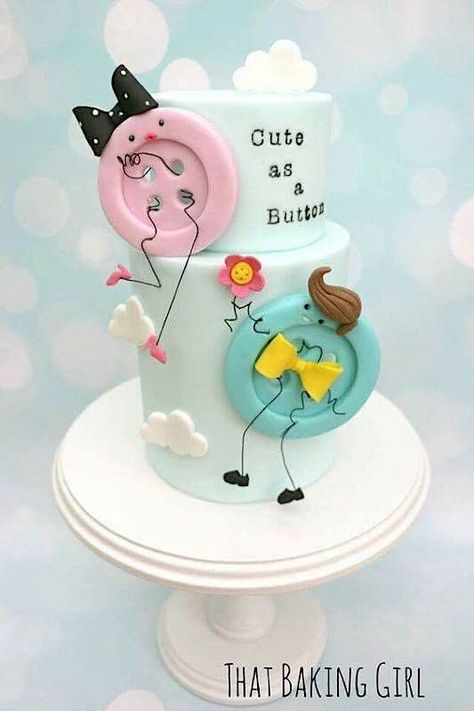 Sunday Sweets: Sew Much Fun — Cake Wrecks Coraline Wedding, Outrageous Cakes, Sweets Images, Button Cake, Twins Cake, Cake Wrecks, Cartoon Cake, Valentine Cake, Cute As A Button