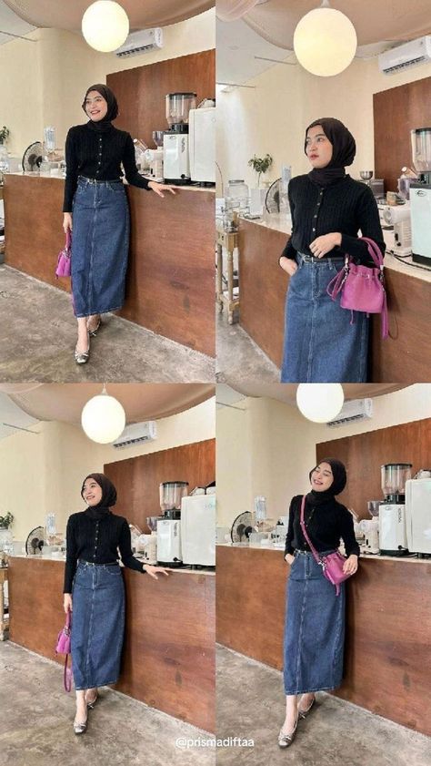 #inspirasiootdberhijab #remajamuslimah #hijabmagazine #stylehijab #selebgramhijab #selebgramindonesia #ootdhijabnusantara #dailyhijabindo #mirrorselfie #ootdhijabstyle Ootd Rok Jeans Hijab, Ootd Rok Jeans, Boy Pablo, Jeans Hijab, Hijab Trends, Casual Hijab, Pablo Escobar, Style Hijab, Casual Hijab Outfit