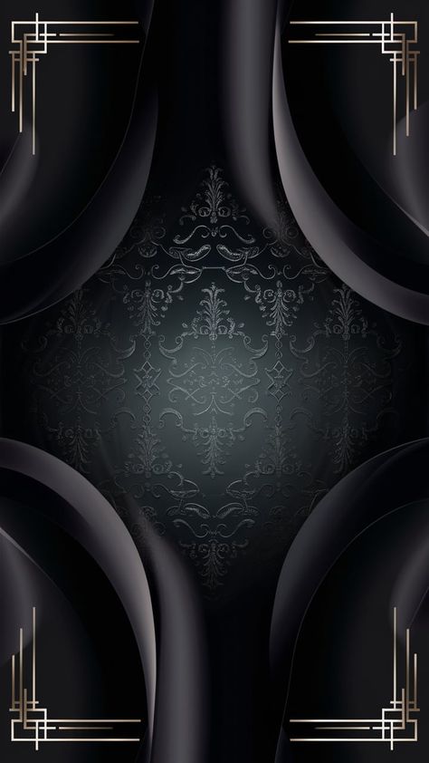 Delve into a world of elegance and mystery with this high-resolution black wallpaper. The deep, rich black background features subtle gradients that add depth, while intricate, yet faint, patterns like damask and filigree breathe sophistication into the design. Minimalistic gold or silver geometric designs grace the corners, creating a stunning contrast that enhances the modern, luxurious, and timeless appeal of this exquisite wallpaper. Perfect for those who appreciate refined aesthetics and an air of enigmatic charm. Black And Silver Aesthetic Wallpaper, Black And Gold Ipad Wallpaper, Sliver Black Wallpaper, Black Grey Silver Wallpaper, Black And Gold Luxury Wallpaper For Website, Black Wallpaper, Geometric Designs, Black Design, Black Background