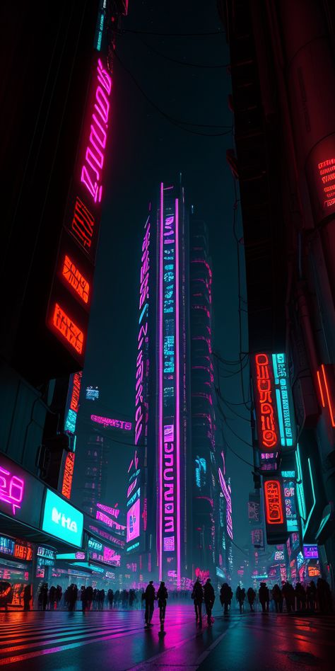 Neon Building Aesthetic, Neon Alleyway Aesthetic, Neon Goth Aesthetic, Neon Building, Goth Vaporwave, Neon Cyberpunk Aesthetic, City Witch, Gothic Cyberpunk, Cyberpunk Theme