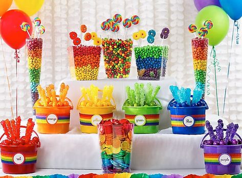 Rainbow Candy Buffet Ideas | Party City Cocomelon Party Ideas For Girl, Rainbow Candy Bar, Cocomelon Party Ideas, Candy Buffet Ideas, 1st Birthday Party Favors, 2nd Birthday Party For Boys, Watermelon Birthday Parties, 2nd Birthday Party For Girl, Buffet Ideas