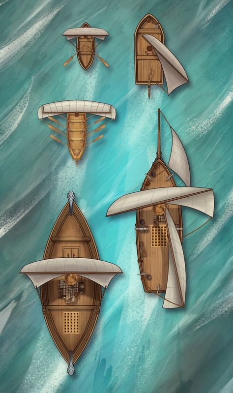 Fantasy Boat, Ship Map, Canon Ship, Fantasy Battle, D D Maps, Fantasy Map, Fantasy Concept Art, Small Boats, Environment Concept Art