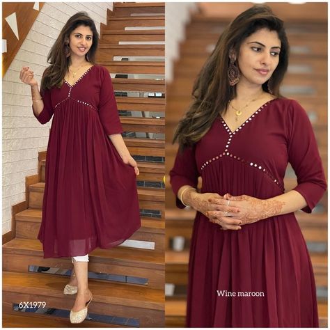 Dresses With Georgette Fabric, Plain Tops Kurtis, Kurti Designs Latest Jorjet, Function Wear Kurtis, Geogeratte Kurti, Aliya Cut Kurti Design, Alya Cut Kurti, Plain Georgette Kurtis, Aliya Cut Dress Design