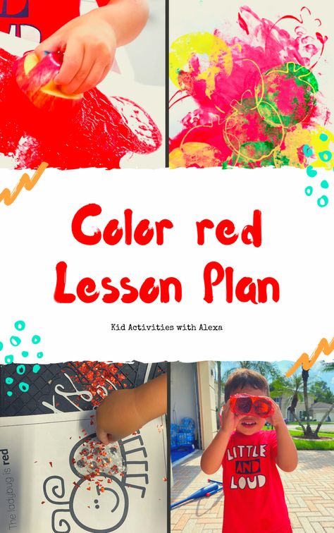 Color red lesson plan for toddlers and preschool kids. Get ready for peek with color activities to learn colors #toddleractivities #lessonplanoneyearold Teaching The Color Red, Red Activities For Toddlers, Lesson Plan For Toddlers, Red Day Activity, Color Red Activities, Color Lesson Plans, Color Activities For Toddlers, Preschool Color Activities, Toddler Lessons