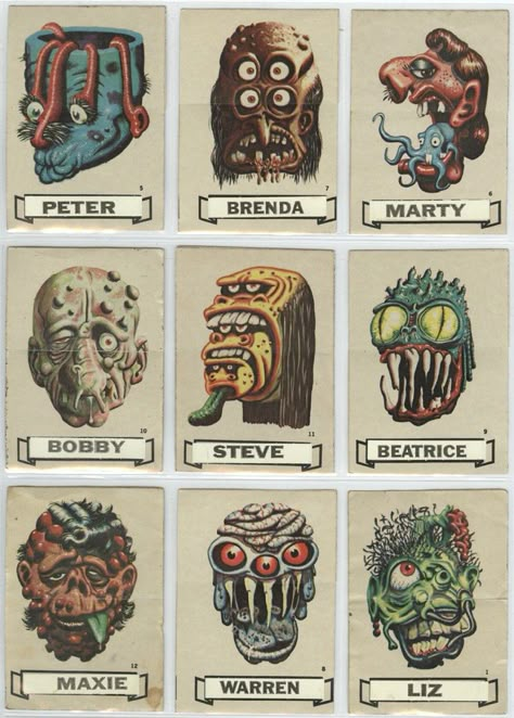 Monster Stickers, Monster Drawing, Monster Illustration, Cartoon Monsters, Retro Horror, Vintage Horror, Weird Creatures, Name Stickers, Monster Art