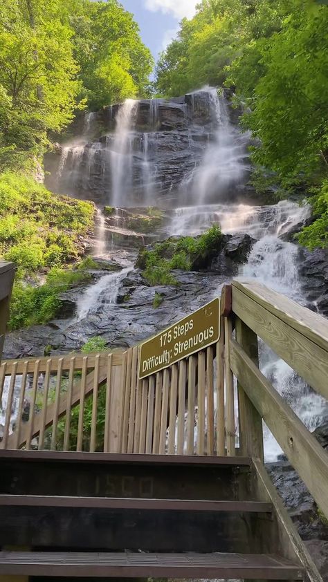 At Amicalola Falls, Georgia’s largest waterfall in the peach state & home to the southern most terminus of the Appalachian Trail. Located at Amicalola... | By Waterfall Wanderer Amicalola Falls, Forest Waterfall, The Appalachian Trail, Largest Waterfall, Appalachian Trail, Beautiful Places To Travel, Places To Travel, Beautiful Places, Georgia