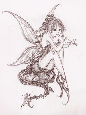 Faerie Tattoo, Enchanted Tattoo, Gothic Fairy Tattoo, Fairy Sketch, Kunst Tattoos, Fairy Tattoo Designs, Fairy Drawings, Fairy Artwork, Fairy Tattoo