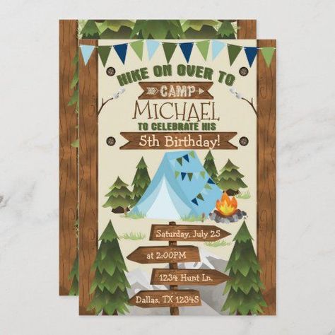 $ 3.43 | Camping Birthday Party Invitation Invite Boy #camping #birthday #party #invitation #hiking #boy #invite #smore #blue #woodland Forest Tent, Camping Birthday Party Invitations, Camp Birthday Party, Camping Party Invitations, Hospitality Ideas, Glamping Birthday Party, Camp Birthday, Camping Theme Birthday Party, Direction Signs