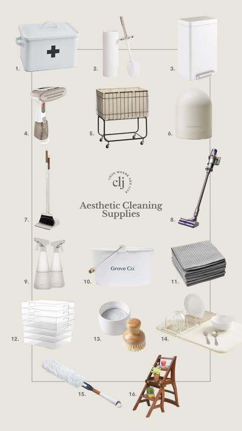 16 Aesthetic Cleaning Supplies You Won't Want to Hide Organizing Ideas For Cleaning Supplies, Aesthetic Cleaning Supplies, House Cleaning Aesthetic, Cleaning Day Aesthetic, Apartment Cleaning Supplies, Aesthetic Cleaning, Cleaning Aesthetic, Kitchen Degreaser, 16 Aesthetic