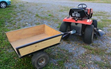 Lawn tractor trailer Lawn Tractor Trailer, Lawn Trailer, Lawn Mower Trailer, Homemade Tractor, Lawn Mower Storage, Trailer Diy, Atv Trailers, Lawn Mower Tractor, Trailer Plans