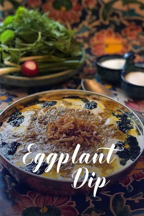 Kashke Bademjan, Persian Eggplant, Iran Food, Iranian Recipes, Contrast Photography, Eggplant Dip, Lunch Table, Iranian Food, Persian Food