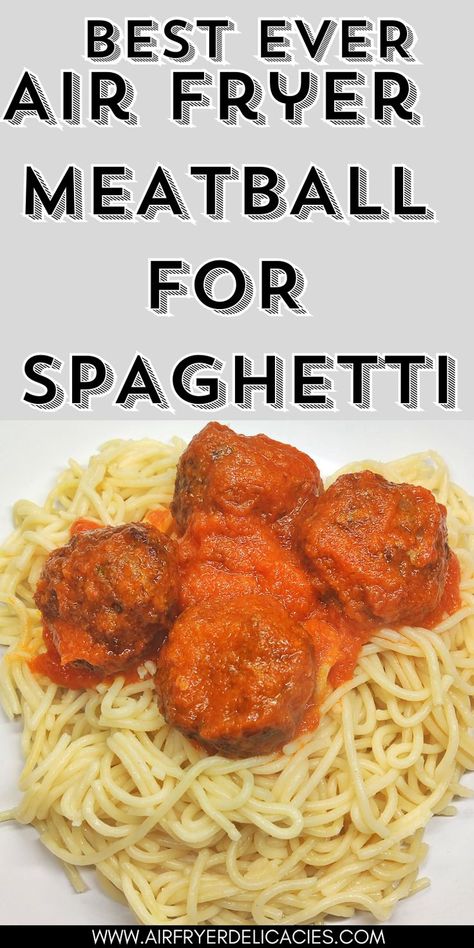 Juicy air fryer meatballs in the Air Fryer Spaghetti Air Fryer, Meatballs For Spaghetti, Air Fryer Meatballs Recipe, Beef Meatballs Recipe, Air Fryer Meatballs, Ground Beef Meatballs, Fried Meatballs, Spaghetti Dinner, How To Cook Meatballs