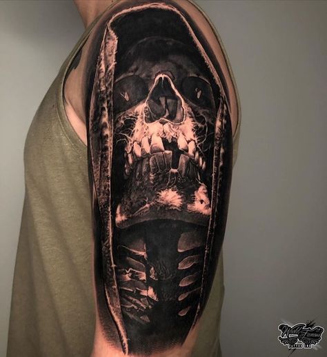 130 Likes, 0 Comments - World Famous Tattoo Ink (@worldfamousink) on Instagram: “Awesome work by our pro team artist @robbylatos using @worldfamousink 🤩 •• Follow us on Instagram!…” Derek Hess, Cover Up Tattoos For Men, World Famous Tattoo, World Famous Tattoo Ink, Black Art Tattoo, Skull Sleeve, Famous Tattoos, Awesome Tattoos, Arm Sleeve Tattoos