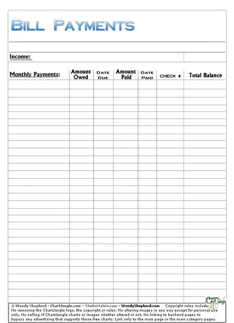 Bill Chart, Organizing Monthly Bills, Bill Payment Organization, Bill Pay Checklist, Printable Forms, Bill Pay, Bill Planner, Binder Printables, Payment Schedule