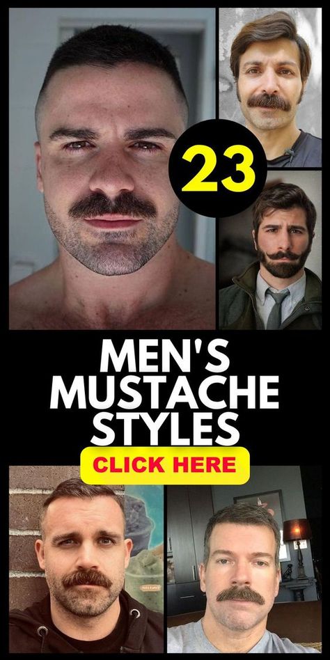 Elevate your facial hair game with men's mustache styles that range from classic to modern. Ideal for bald men and those with a short beard, these styles include the handlebar, hipster moustache, and the Italian clean look. Perfect for different types of faces and preferences, these mustaches add a touch of class and style. Discover your next look at a price that fits your budget. Types Of Moustaches, Short Beard With Mustache, Men’s Moustache, Men’s Mustaches, Mens Moustache Style, Haircut With Mustache, Men Mustache Styles, Mens Mustache Styles, Mustache And Beard Styles