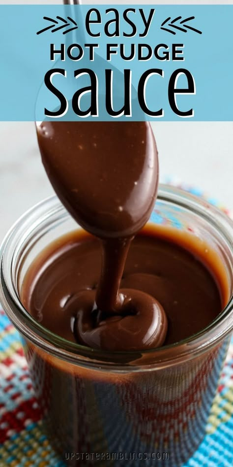 Homemade Fudge Sauce, Easy Hot Fudge Sauce, Hot Fudge Recipe, Easy Hot Fudge, Italian Hot Chocolate Recipe, Hot Fudge Sauce Recipe, Homemade Hot Fudge Sauce, Fudge Sauce Recipe, Chocolate Syrup Recipes