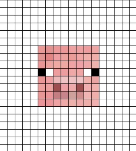 A pixel art template of the pigs face from Minecraft (accurate). Minecraft Animal Pin Ideas, Minecraft Cat Template, Pig Pixel Art, Minecraft Animal Pixel Art, Minecraft Chicken Pixel Art, Minecraft Animals, Minecraft Pig Face, Minecraft Pig Perler Beads, Pig Face Paint