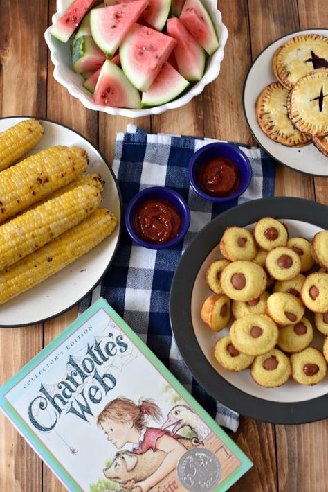 Charlottes Web Book Club Party, Charlottes Web Snack Ideas, Charlottes Web Themed Snacks, Charlottes Web Party Ideas, Neat Activities, Charlottes Web Movie, Cherry Hand Pies Recipes, Charlottes Web Activities, Charlotte's Web Book