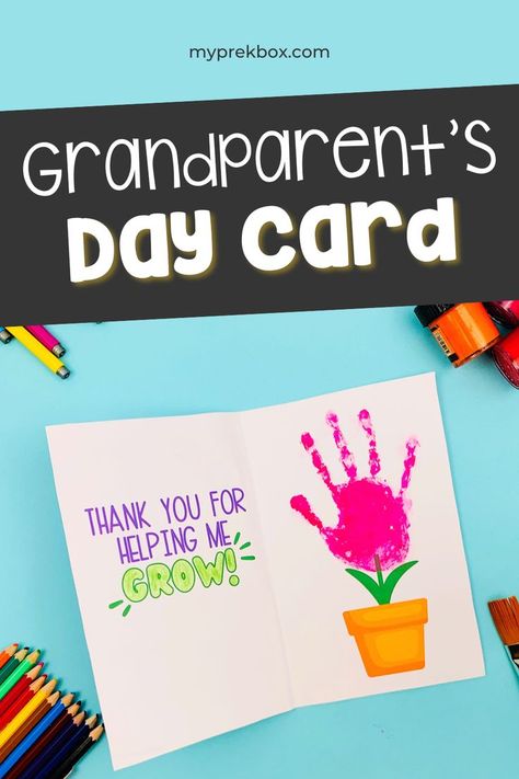 Grandparents Day Preschool, Handprint Cards, Grandparents Day Activities, Grandparents Day Cards, Home Preschool, Grandparents Card, Grandparents Day Crafts, Preschool Fine Motor Activities, Happy Grandparents Day