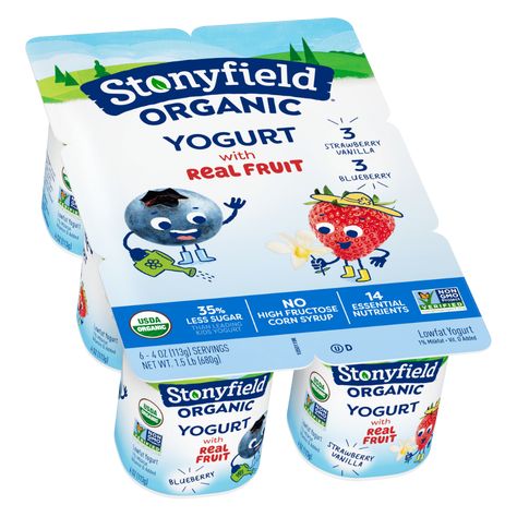 Stonyfield Yogurt, Frozen Yogurt Popsicles, Kids Yogurt, Yogurt Makers, Yogurt Popsicles, Low Fat Yogurt, Strawberry Fruit, Yogurt Cups, Strawberry Jam