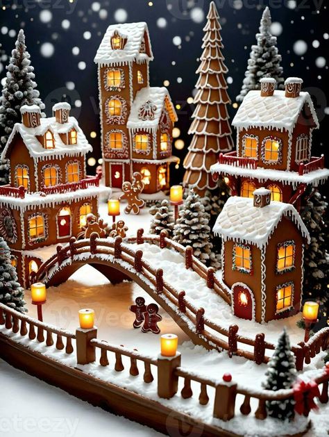 Christmas Village Bakery, Gingerbread Ferris Wheel, Gingerbread Village Cake, Christmas Village Gingerbread, Ginger Bread House Village, Christmas Gingerbread House Aesthetic, Insane Gingerbread Houses, Gingerbread House Town, Gingerbread Village Display Ideas