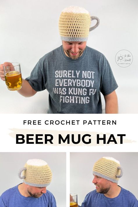 Basic Crochet Hat Patterns: Step-by-Step Guides for Crafting Cute and Comfortable Hats Crochet Beer Hat, Crochet Ideas For Fathers Day, Male Crochet Gifts, Dad Crochet Gifts, Crochet Mens Hat Pattern Free, Crochet For Men Gift Ideas, Crochet Projects For Men, Crochet Gifts For Men, Crochet Beer Cozy