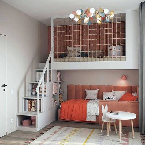 Small Room Mezzanine Bed, Loft Bed Children, Loft Bed And Desk Ideas, Short Loft Ideas, Tiny Double Bedroom, Small Mezzanine Bedroom, Small Bedroom Loft Bed, Small Bedroom Loft Ideas, Loft Bed For Small Rooms