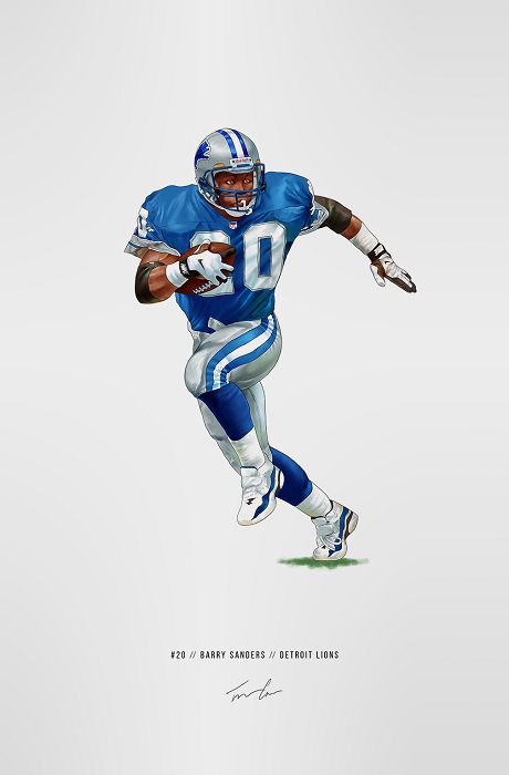 Barry Sanders Wallpaper, Nfl Painting, Bugs Bunny Drawing, Sports Artwork, Nfl Legends, Nfl Wallpaper, Nfl Art, Football Poses, Dallas Cowboys Players