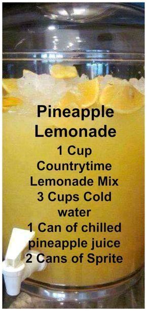 Recipes Fruit, Pineapple Lemonade, Punch Drinks, Punch Recipes, Drinks Recipes, Fruit Drinks, Gin Tonic, Kool Aid, Daiquiri