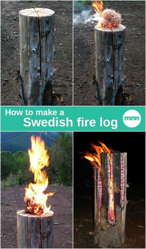 Smokehouse Plans, Swedish Fire Log, Fire Log, Infinity Mirror, Survival Life Hacks, Bushcraft Camping, Survival Techniques, Survival Life, Wilderness Survival