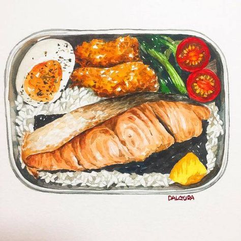 Japanese Food Illustration, Food Art Painting, Food Artwork, Food Sketch, Food Cartoon, Food Illustration Art, Watercolor Food, Cute Food Drawings, Cute Food Art