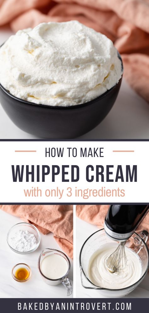 How To Make Wipe Cream, How To Make Whip Cream, How To Make Whipped Cream, Whipped Cream Recipe Easy, Homemade Whipped Cream Easy, Home Made Whipped Cream, Whipping Cream Recipe, Whip Cream Recipe, Homemade Whipping Cream