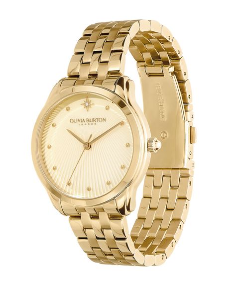 Celestial 36mm Starlight Gold Bracelet Watch | Olivia Burton London Classic Womens Watch, Mini Gold Watch, Dainty Gold Watches, Gold Dainty Watch, Wishlist Ideas Aesthetic, Watches For Women Classy, Watcha Doin, Womens Gold Watch, Dainty Gold Watch