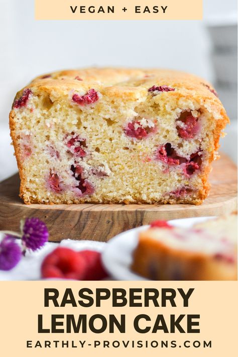 Vegan Raspberry Lemon Loaf, Vegan Rasberry Deserts, Vegan Lemon Raspberry Cake, Vegan Raspberry Recipes, Vegan Raspberry Cake, Raspberry Cake Recipe, Lemon Raspberry Cake, Nutritious Eating, Raspberry Coffee Cakes