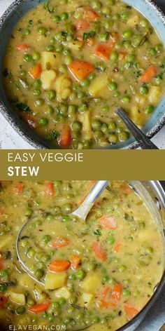 Vegan Pea Soup, Veggie Stew Recipes, Veggie Stew, Pea Soup Recipe, Vegan Stew, Potatoes Carrots, Easy Veggie, Vegan Soup Recipes, Veggie Soup