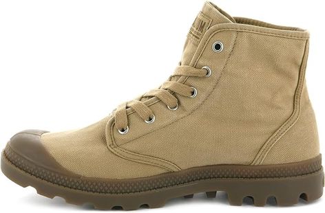 Amazon.com | Palladium Men's Pampa Hi Boot, Vegan Canvas Lace Up Boot | Chukka Palladium Boots, Mosh Pit, Nature Friendly, Our Legacy, Urban Jungle, Lug Sole, Top Shoes, Lace Up Boots, Vintage Looks